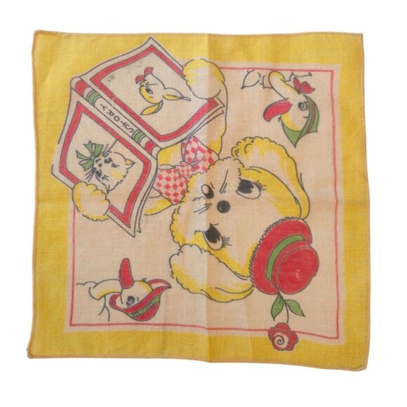 Vintage Children’s Handkerchief Lot 3 1950s Storybook Dog Nursery Retro Hankies - Picture 7 of 11